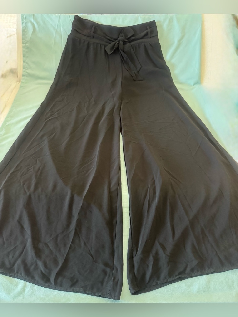 Women’s HeartSoul Chiffon Palazzo Wide Leg Pants- Black - Size: L